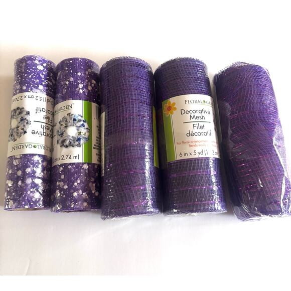 Decorative Mesh Crafting Wreath making Floral Ribbon Purple 6 inch wide - Picture 9 of 9